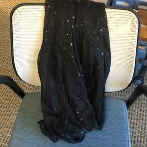 Black with silver sequins infinity scarf.  EUC